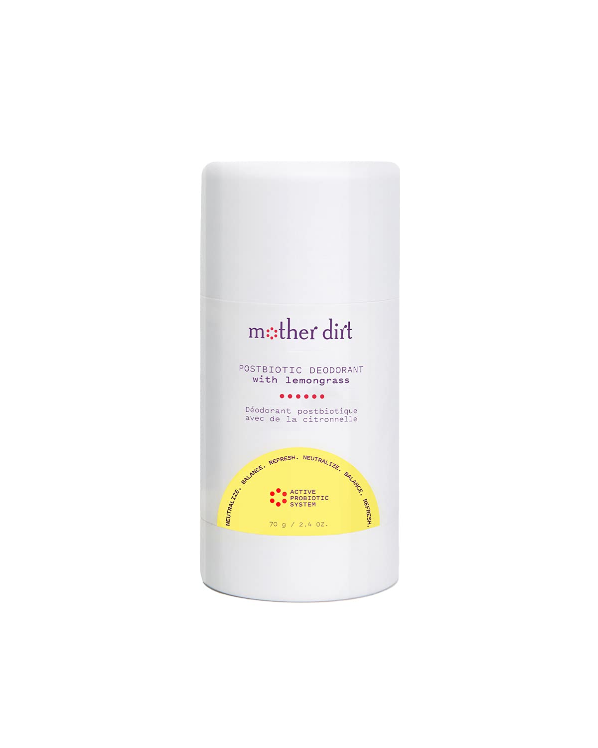 Mother Dirt Deodorant with Lemongrass, Aluminum Free and Vegan, Microbiome Friendly Formula (Packaging May Vary)