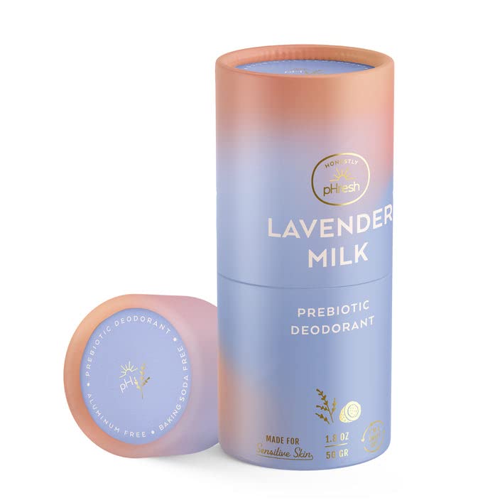Honestly pHresh Natural Biodegradable Paper Twist Up Prebiotic Deodorant, Lavender Milk, 1.8 Oz, Baking Soda & Aluminum Free Safe for Sensitive Skin, 24 Hour Odor Protection