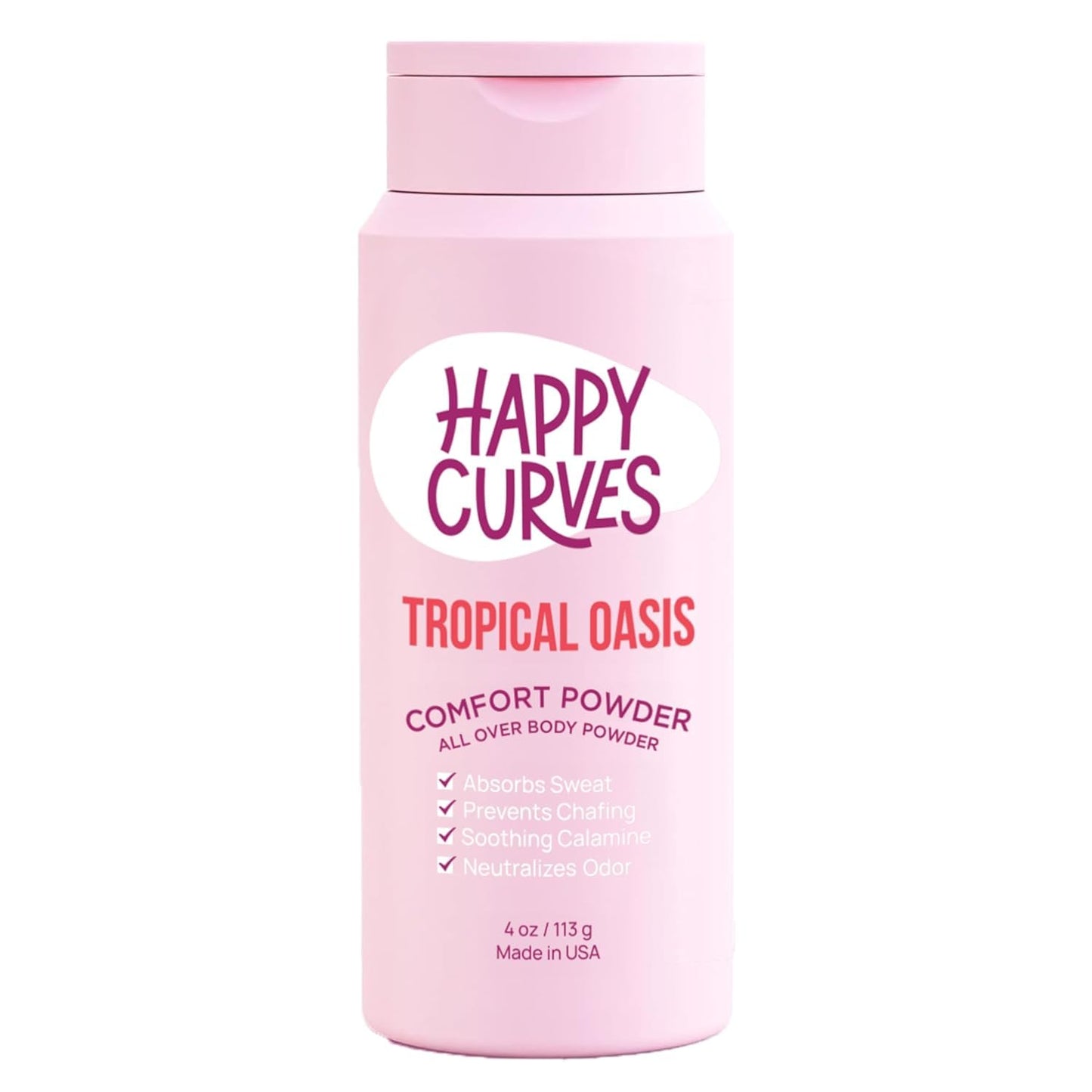 Comfort Powder: Talc Free Anti Chafe Body & Foot Powder Deodorant to Control Inner Thigh Chafing, Underboob, and Butt Sweat All Women 4 oz. (1 Pack, Tropical Oasis)