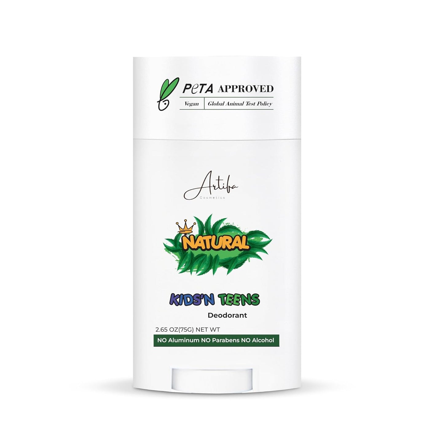 Natural Deodorant for kids and teens, Aluminum FREE, Paraben FREE, Alcohol FREE, Cruelty FREE, for Boys and Girls, 2.65 oz (75 g)