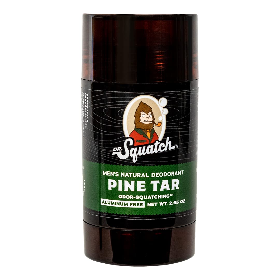 Dr. Squatch Natural Deodorant for Men – Odor-Squatching Men's Deodorant Aluminum Free - Pine Tar 2.65 oz (1 Pack)