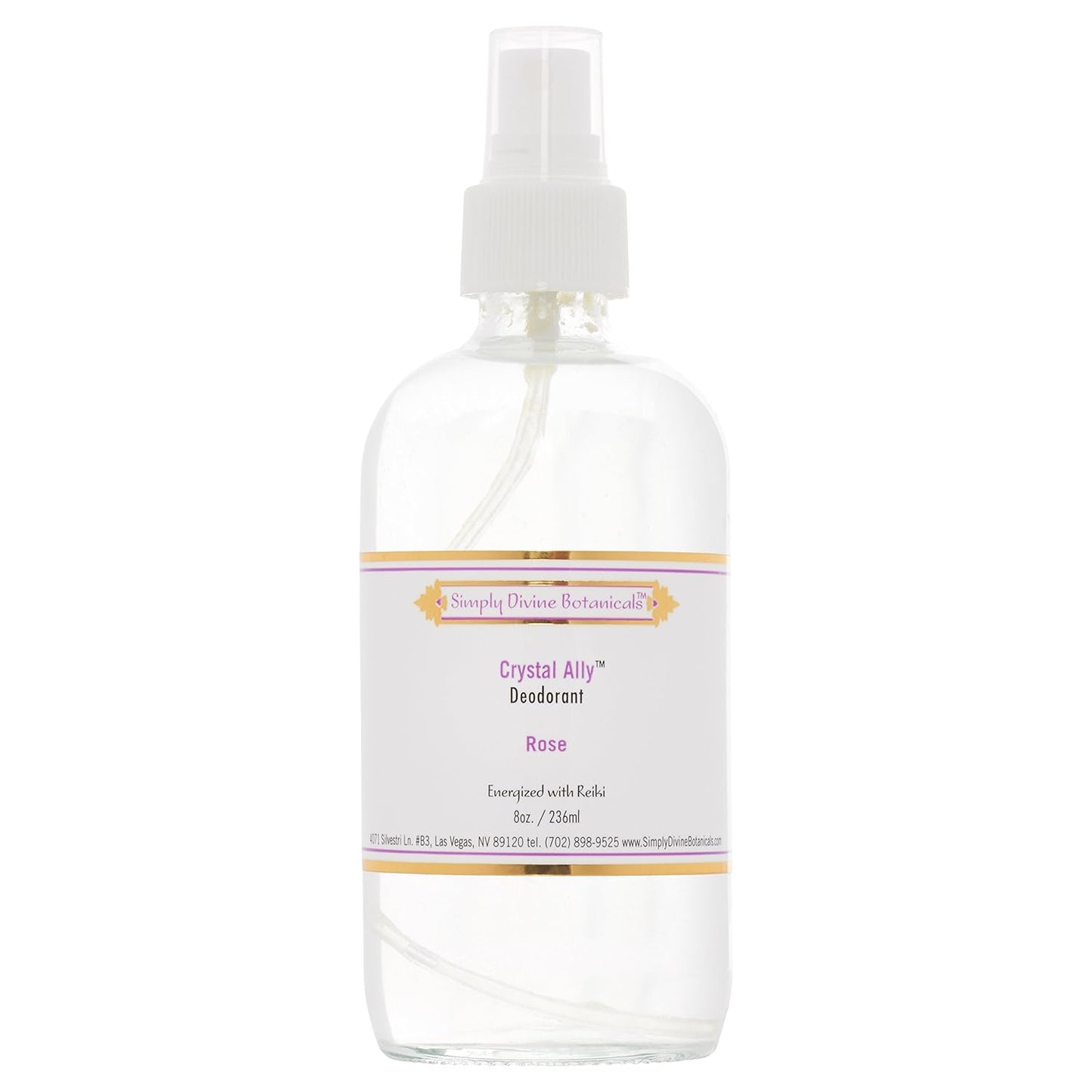Simply Divine Botanicals Crystal Ally Natural Deodorant Spray, Rose, 8 oz