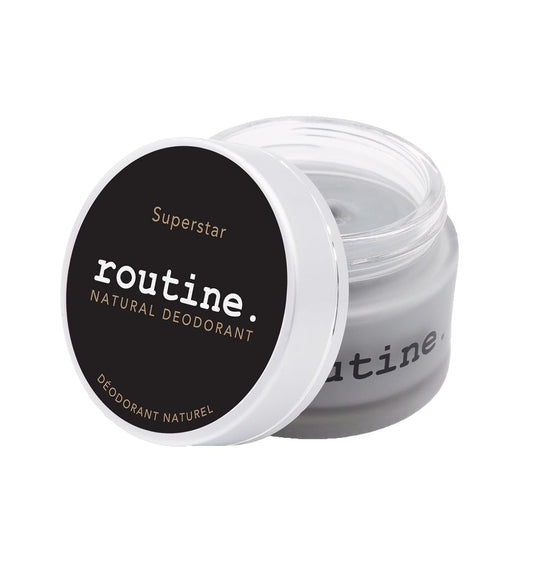 Routine Natural Deodorant Superstar (Activated Charcoal, Magnesium and Prebiotics) Deo Jar | 2 Fluid Oz. Natural Deodorant | Aluminum Free Natural Deodorant For Women & Men (Cream Jar Formula)