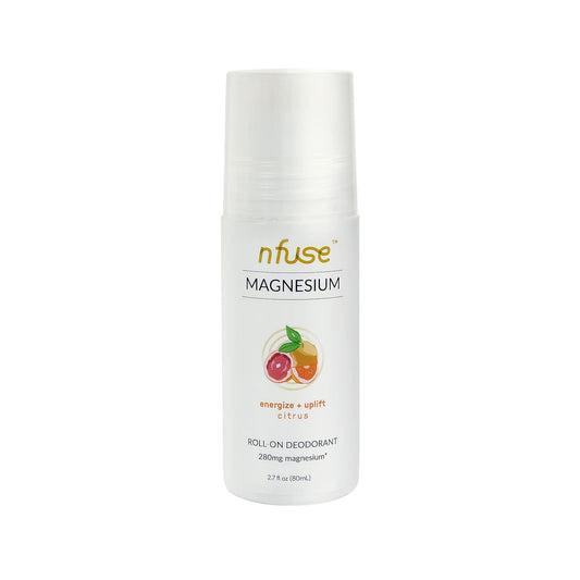 Natural Magnesium Roll-on Deodorant - Patented Magnesium Delivery Technology - Aromatherapeutic Essential Oils - Citrus: Energize + Uplift