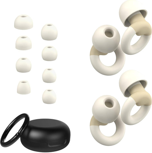 Ear Plugs for Sleeping, 2 Pairs of Reusable Earplugs for Noise Reduction 25dB-30dB with 8 Ear Tips, Soft Hearing Protection Ear Plugs for Concert,Noise Sensitivity, Study & Work