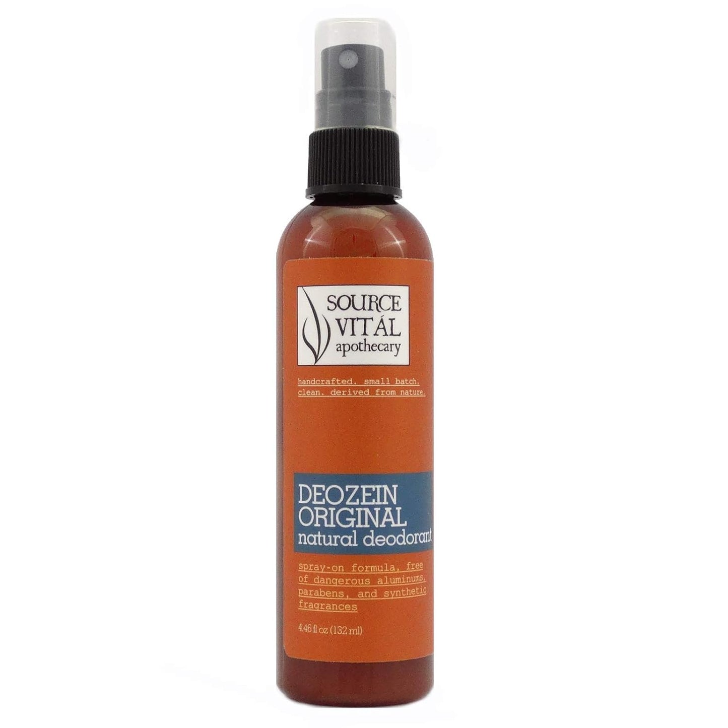 Deozein Original Natural Spray Deodorant by Source Vitál Apothecary | Free of Parabens and Baking Soda, Odor Control for Men, Women, and Teens | Herbal Scent (4.46 oz Spray)