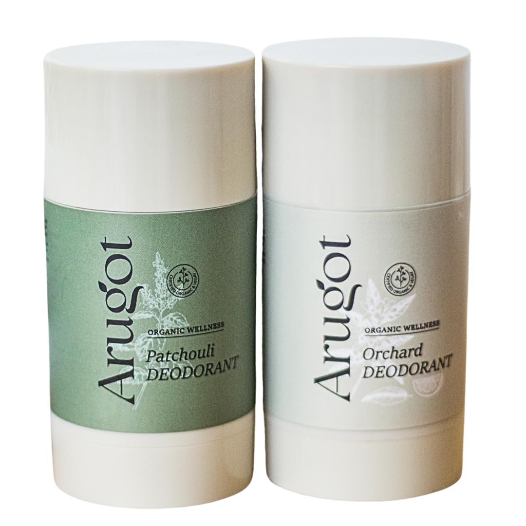 Organic Deodorant Bundle - Patchouli and Orchard Lemon - No Stain, Aluminum Free, Zero Waste, Cruelty and Plastic Free, 2 Items