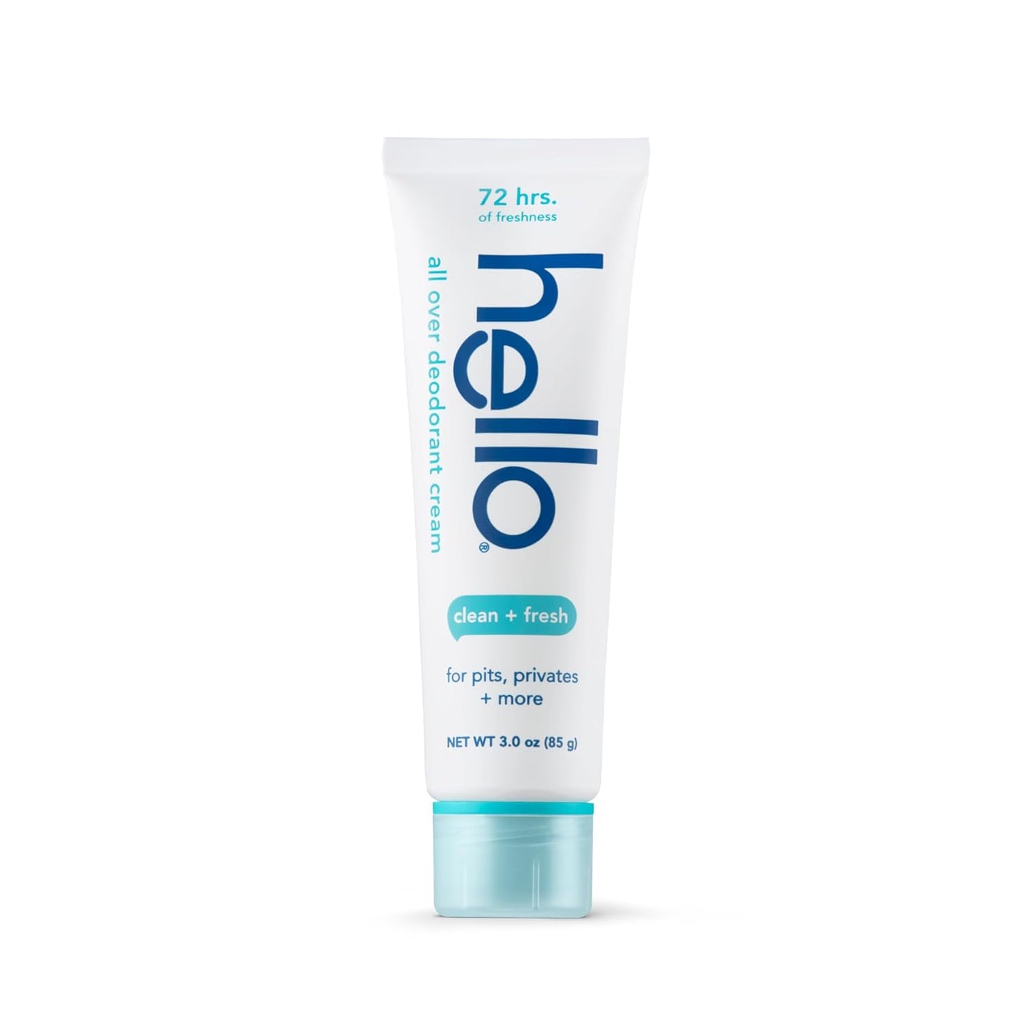 hello Clean & Fresh All Over Whole Body Deodorant Cream for Women and Men, Aluminum Free, Safe for Sensitive Skin, Pits, Privates, 3 ounces