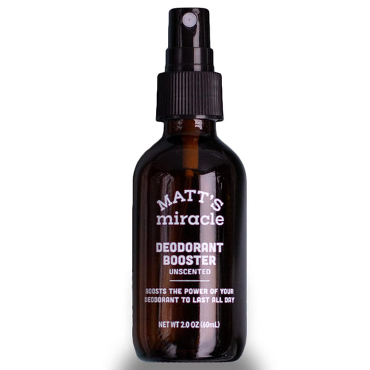 Matt’s Miracle Deodorant Booster Unscented 2oz | All Natural Body Odor Eliminator with Aloe, Vitamin E, and Vitamin B5 | Vegan, Aluminum-Free, Non-Toxic Odor Blocking Deodorant Spray for Men and Women | Made in USA