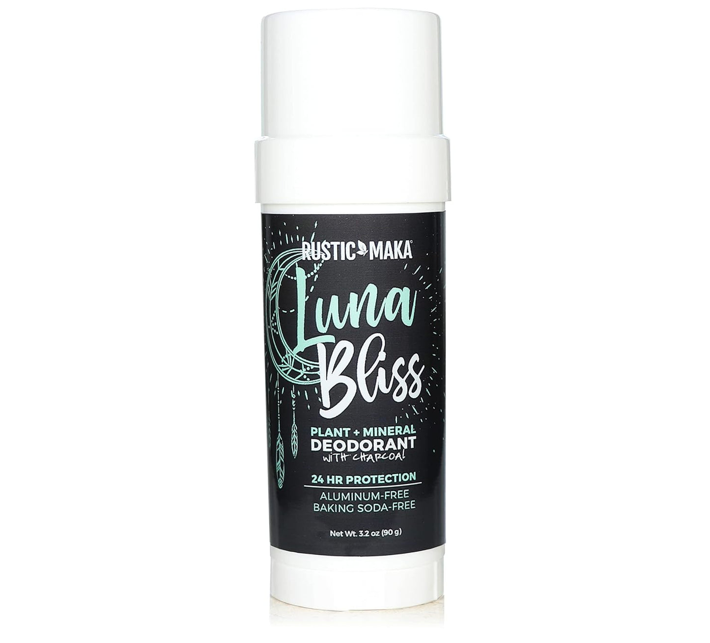 Rustic MAKA Natural Deodorant, Luna Bliss, Aluminum Free, Paraben Free, No Baking Soda Deodorant for Women, Activated Charcoal + Magnesium, Synthetic Fragrance-Free, Cruelty-Free