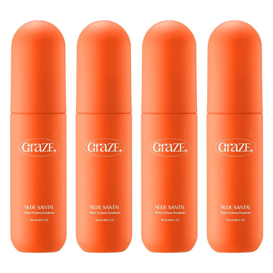 Perfume Deodorant | GRAZEPOINT Aluminum Free for Men & Women effective odor and sweat protection | 1.69 Fl Oz x 4ea | Natural D.O. & Sugar Cane Extract | SANTAL | (Pack of 4)