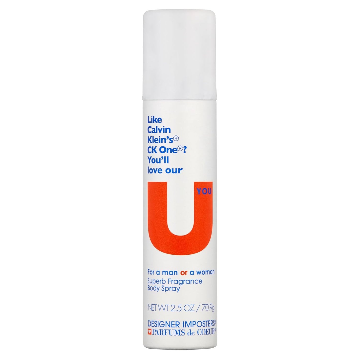 Designer Imposters U You By PARFUMS DE COEUR 2.5 oz Deodorant Body Spray (Unisex) FOR WOMEN by Parfums de Coeur (1)